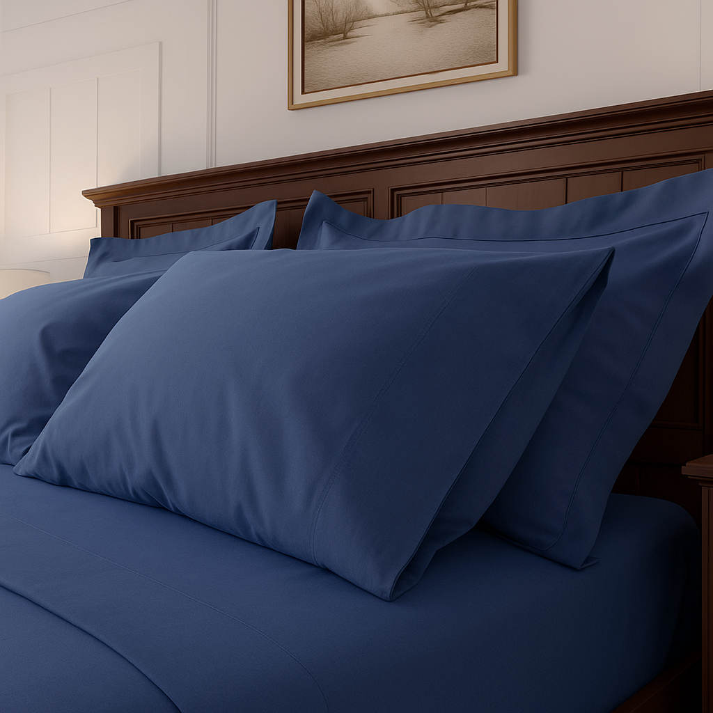 Sail Blue Peach Percale Bedsheet Set