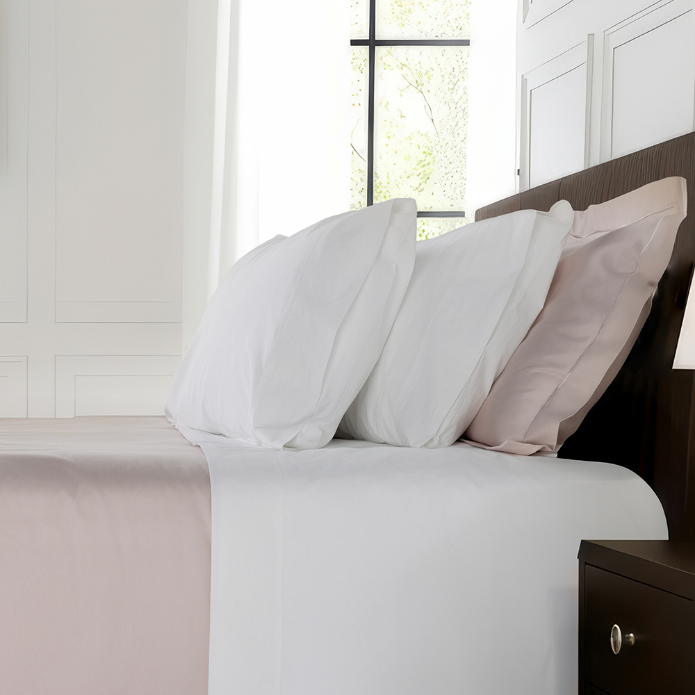 White Peach Percale Sheet Set